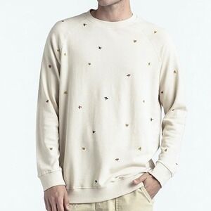 Banks Journal Sweatshirt Mens Large Organic Cotton Embroidered Floral Minimalist